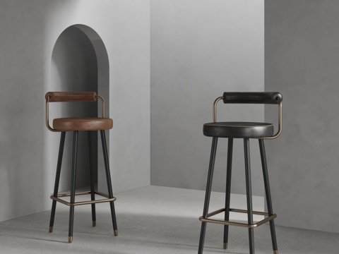  poliform工业风吧椅 皮革吧椅3d模型 