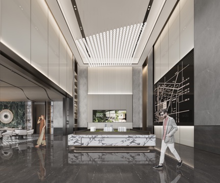  轻奢售楼部 最新全套施工图 效果图合集cad施工图 