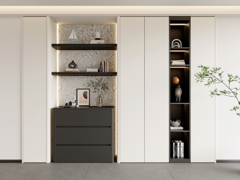  现代玄关柜 装饰柜 书柜su模型 