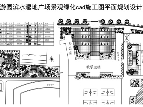 校园景观绿化cad施工图