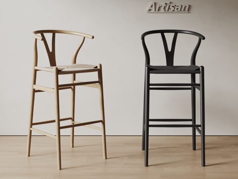 Artisan 中式吧椅 实木吧椅su模型