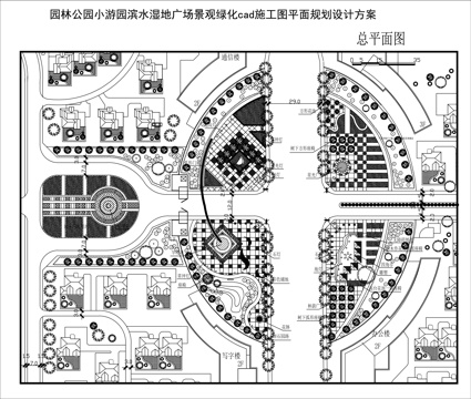 广场景观绿化cad施工图