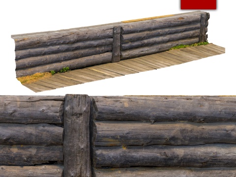  348 木质围栏3d模型 