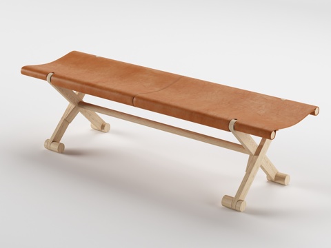  中古风皮革休闲椅凳3d模型 