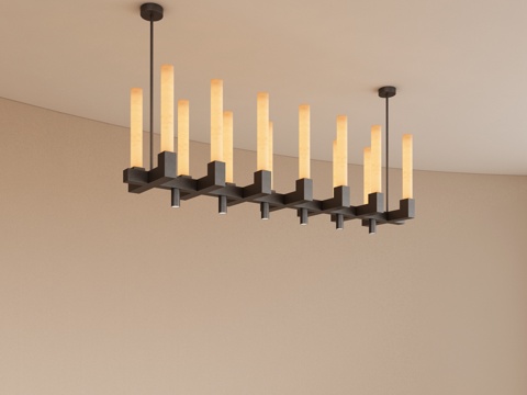  现代金属吊灯 多头吊灯 餐厅吊灯 吧台吊灯 前台吊灯3d模型 