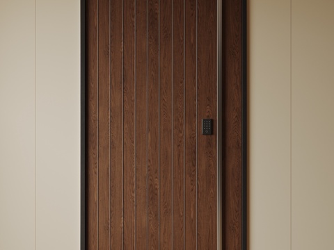  现代极简单开门 中古防盗门 通顶入户门 子母门 密码门 别墅3d模型 