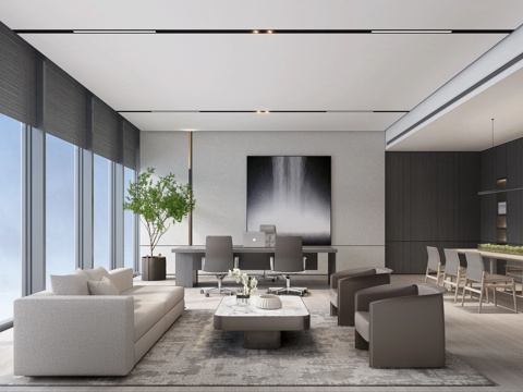  集团总部办公 最新全套施工图 效果图合集cad施工图 