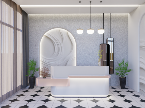 0076酒店前台 咨询台 接待台su模型