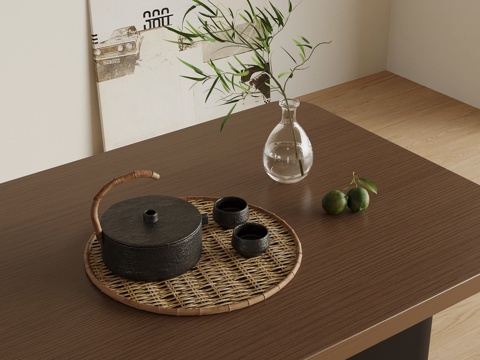 新中式茶具 摆件su模型