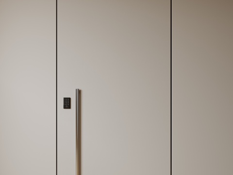  现代极简单开门 中古防盗门 通顶入户门 子母门 密码门 别墅3d模型 