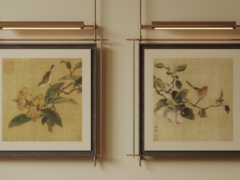  新中式禅意装饰画 宋式挂画 侘寂风挂画 中古风卷轴画 山水字su模型 