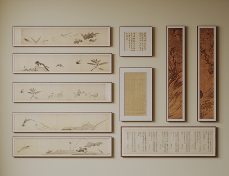  新中式禅意装饰画 宋式挂画 侘寂风挂画 中古风卷轴画 山水字3d模型 