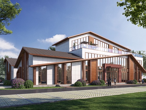 现代游客接待中心 游客服务中心建筑su模型