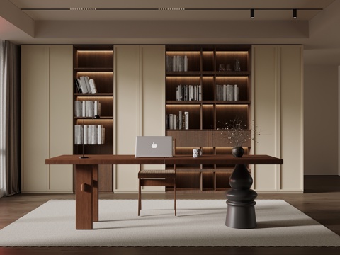  中古风书房3d模型 