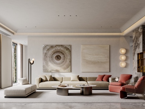  现代别墅客餐厅 厨房 楼梯间 电梯间 玄关3d模型 