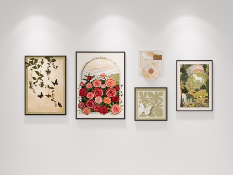  中古风组合画艺境芳踪B3d模型 