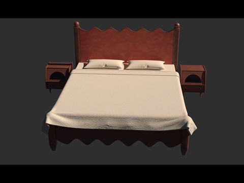  中古风床和床头柜组合3d模型 