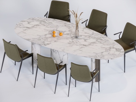  现代极简异形餐桌su模型 