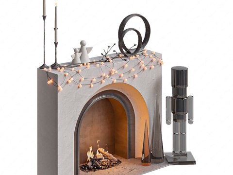  壁炉摆件3d模型 
