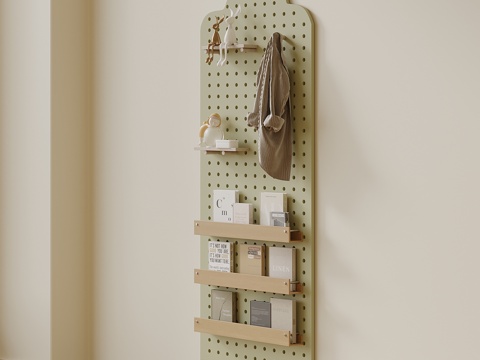  现代奶油风洞洞板 装饰柜3d模型 