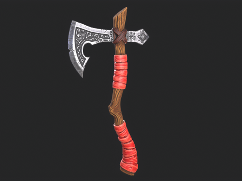  卡通战斧 维京斧头 武器 冷兵器 古代战斧 斧子 砍斧3d模型 