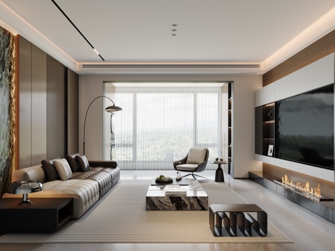  现代意式客厅3d模型 