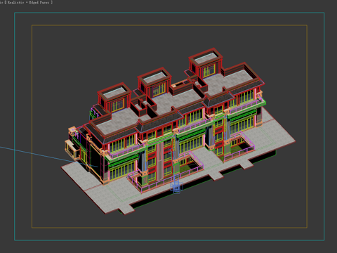  新中式别墅3d模型 