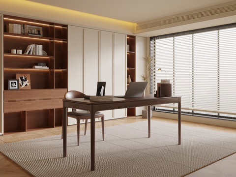 中古风书房su模型