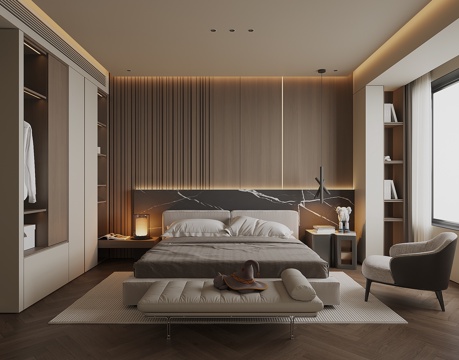  现代家居卧室3d模型 