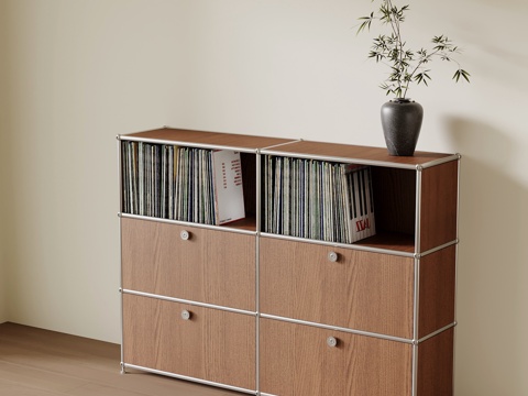  中古风边柜 书柜 装饰柜3d模型 