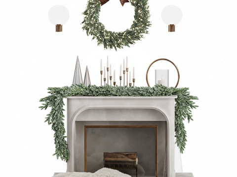  壁炉装饰3d模型 