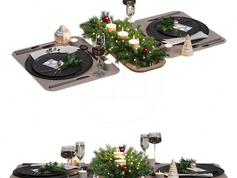  餐桌摆件3d模型 