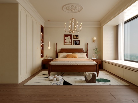  法式中古风卧室3d模型 