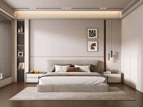  现代卧室3d模型 