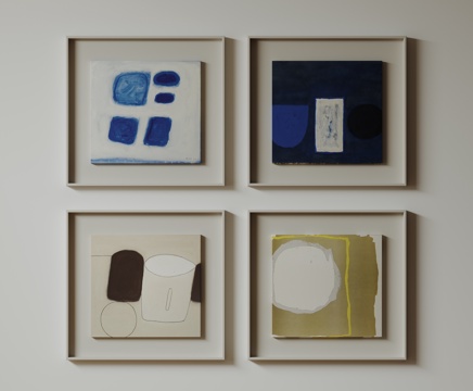  现代极简挂画 抽象装饰画 高端艺术挂画 中古风装饰画 意式肌3d模型 