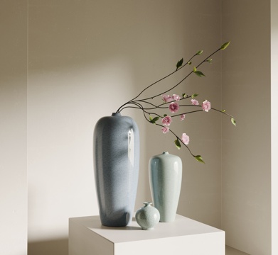  新中式 瓷器花瓶 摆件组合3d模型 