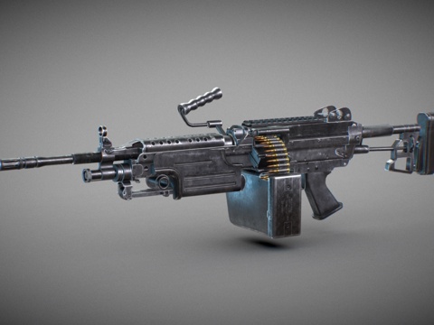 M249机枪 武器 枪械模型 美国军队装备班用轻机枪 枪支3d模型 