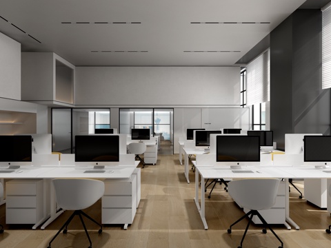 极简高级办公室 最新全套施工图 效果图合集cad施工图