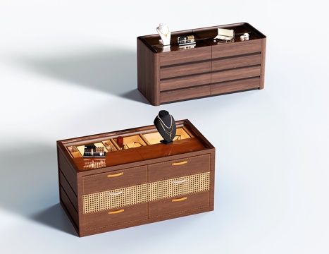 中古衣帽间中岛柜 首饰柜 收纳柜su模型