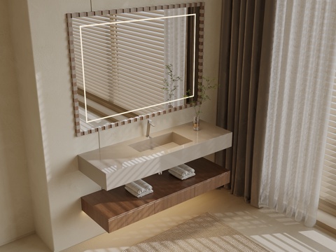 中古风浴室柜su模型