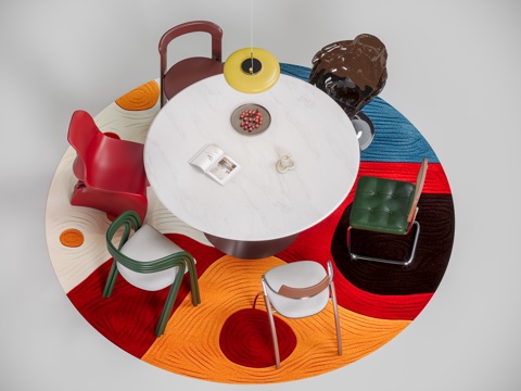  现代多巴胺圆餐桌3d模型 