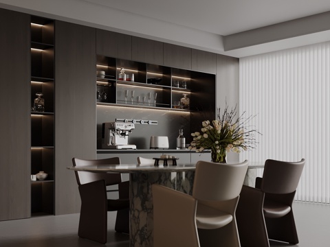  现代餐厅 餐桌椅3d模型 