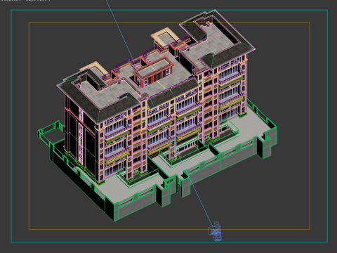  新中式洋房3d模型 