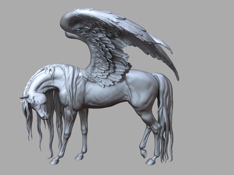  飞马雕塑 天马 神马 马雕塑 骏马 汗血宝马 一马当先 手办3d模型 