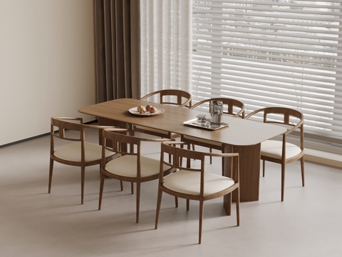  中古风餐桌椅3d模型 