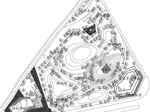 公园景观绿化平面图cad施工图