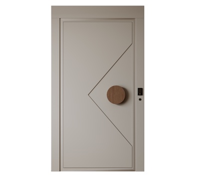 现代极简单开门 中古防盗门 通顶入户门 子母门 密码门 别墅su模型