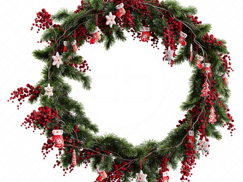  树枝花环3d模型 