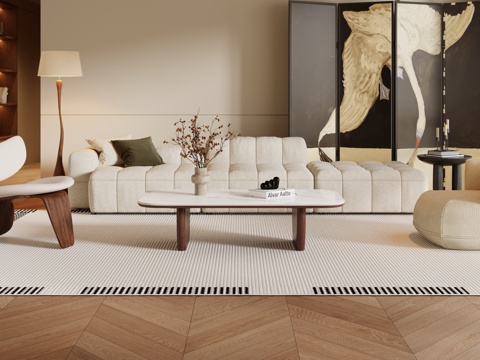  客厅 茶几 沙发 摆件3d模型 