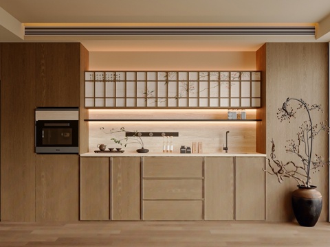  新中式餐边柜3d模型 